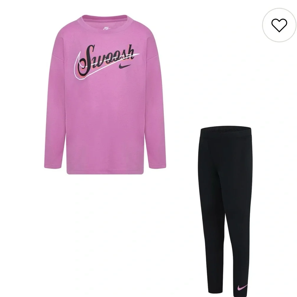 Girls 6x Nike Swoosh Shine Graphic Tee and Leggings 2 Piece Set